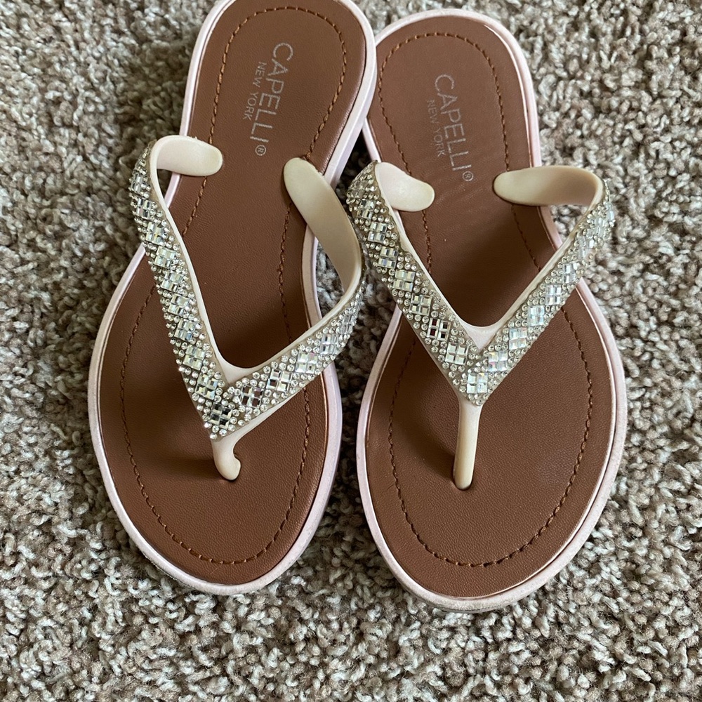 Capelli of New York Girls Light Pink Glitter Sandals